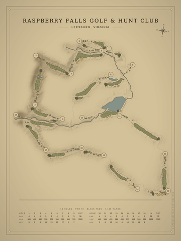 Raspberry Falls Golf & Hunt Club Course Map poster