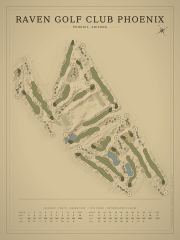 Raven Golf Club Phoenix Course Map poster