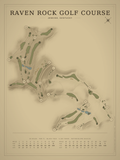 Raven Rock Golf Course map poster, Vintage style, 12×16 / 18×24