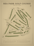 Rea Park Golf Course map poster, Vintage style, 12×16 / 18×24