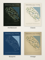 Rebsamen Golf Course map poster in four styles: Architectural, Classic, Blueprint and Vintage