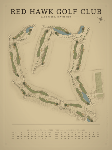 Red Hawk Golf Club Course Map poster