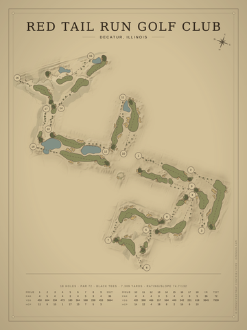 Red Tail Run Golf Club Course Map poster