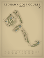 RedHawk Golf Course map poster, Vintage style, 12×16 / 18×24