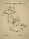 Reflection Ridge Golf Club course map poster, Vintage style, 12×16 / 18×24