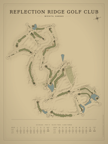 Reflection Ridge Golf Club Course Map poster