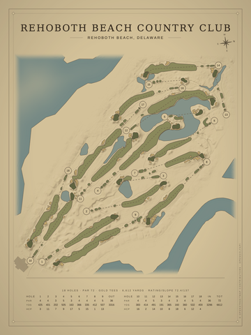 Rehoboth Beach Country Club Course Map poster