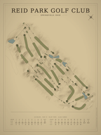 Reid Park Golf Club course map poster, Vintage style, 12×16 / 18×24
