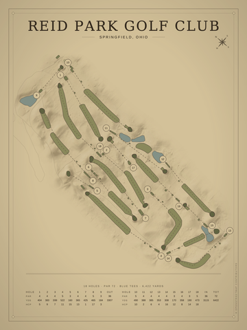 Reid Park Golf Club Course Map poster