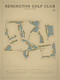 Remington Golf Club course map poster, Vintage style, 12×16 / 18×24