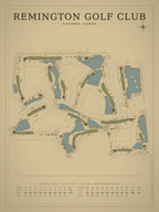 Remington Golf Club course map poster, Vintage style, 12×16 / 18×24