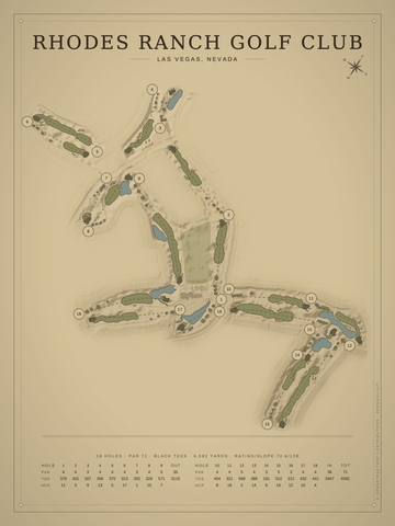 Rhodes Ranch Golf Club Course Map poster