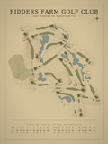 Ridders Farm Golf Club course map poster, Vintage style, 12×16 / 18×24