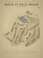 Ridge at Back Brook course map poster, Vintage style, 12×16 / 18×24