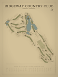 Ridgeway Country Club course map poster, Vintage style, 12×16 / 18×24