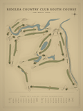 Ridglea Country Club South Course map poster, Vintage style, 12×16 / 18×24