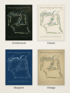 Ridglea Country Club South Course map poster in four styles: Architectural, Classic, Blueprint and Vintage