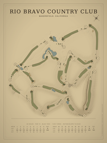 Rio Bravo Country Club Course Map poster