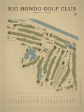 Rio Hondo Golf Club course map poster, Vintage style, 12×16 / 18×24