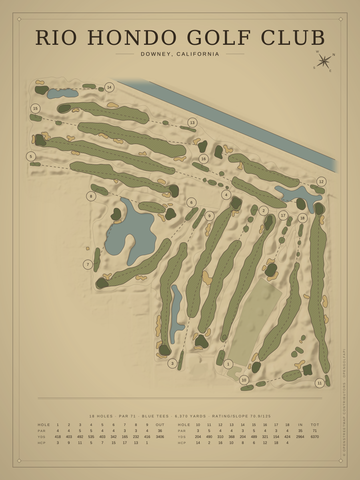Rio Hondo Golf Club Course Map poster