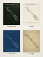 Rio Pinar Country Club course map poster in four styles: Architectural, Classic, Blueprint and Vintage