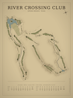 River Crossing Club course map poster, Vintage style, 12×16 / 18×24