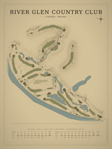 River Glen Country Club Course Map poster