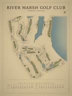 River Marsh Golf Club course map poster, Vintage style, 12×16 / 18×24