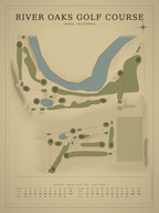 River Oaks Golf Course and Event Center course map poster, Vintage style, 12×16 / 18×24