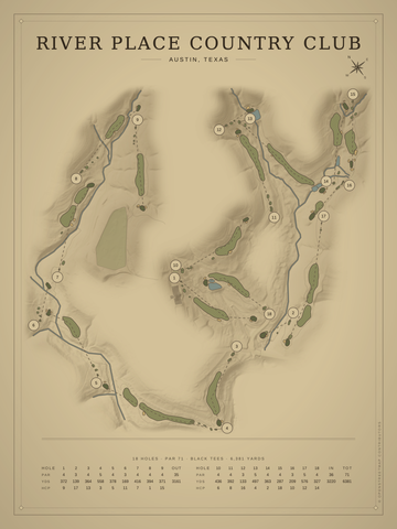 River Place Country Club Course Map poster