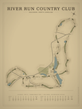 River Run Country Club course map poster, Vintage style, 12×16 / 18×24