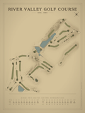 River Valley Golf Course map poster, Vintage style, 12×16 / 18×24