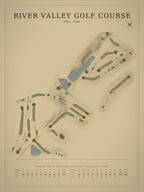 River Valley Golf Course map poster, Vintage style, 12×16 / 18×24