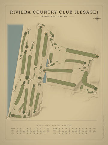 Riviera Country Club (Lesage) Course Map poster