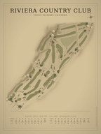 Riviera Country Club course map poster, Vintage style, 12×16 / 18×24