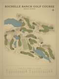Rochelle Ranch Golf Course map poster, Vintage style, 12×16 / 18×24