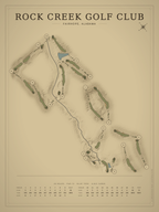 Rock Creek Golf Club course map poster, Vintage style, 12×16 / 18×24