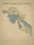 Rock Island Golf Course map poster, Vintage style, 12×16 / 18×24