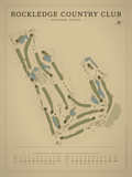 Rockledge Country Club course map poster, Vintage style, 12×16 / 18×24