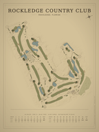 Rockledge Country Club course map poster, Vintage style, 12×16 / 18×24