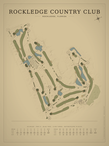 Rockledge Country Club Course Map poster