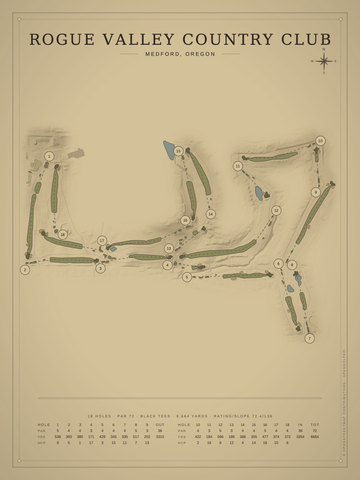 Rogue Valley Country Club Course Map poster
