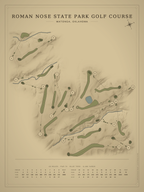Roman Nose State Park Golf Course map poster, Vintage style, 12×16 / 18×24