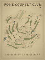 Rome Country Club course map poster, Vintage style, 12×16 / 18×24
