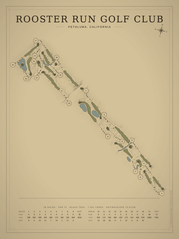 Rooster Run Golf Club Course Map poster