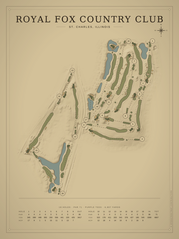 Royal Fox Country Club Course Map poster