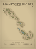 Royal Hawaiian Golf Club course map poster, Vintage style, 12×16 / 18×24