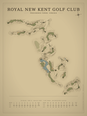 Royal New Kent Golf Club Course Map poster