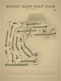 Rustic Glen Golf Club course map poster, Vintage style, 12×16 / 18×24