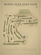 Rustic Glen Golf Club course map poster, Vintage style, 12×16 / 18×24